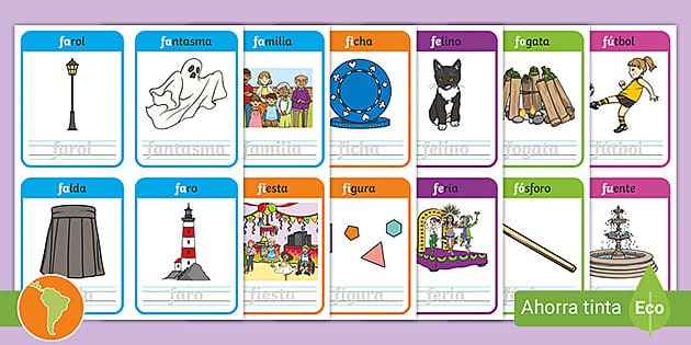 Flashcards con fa, fe, fi, fo, fu- Guía de trabajo - Twinkl