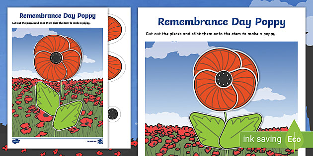 Remembrance Day Poppy Cutting Skills Activity - Twinkl