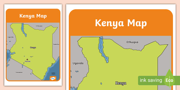 KS1 Kenya Display Map - Geography (teacher made) - Twinkl