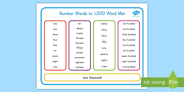 number words to 1000