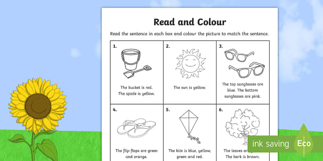 Summer Read and Colour Worksheet - Teaching Resources