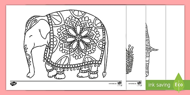 mindfulness elephant colouring pages teacher made