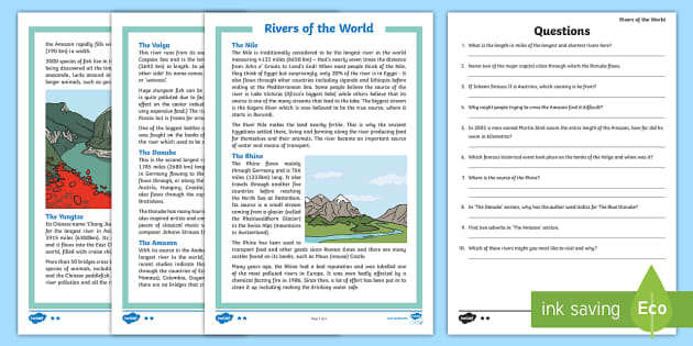 FREE! - Rivers of the World Reading Comprehension Activity