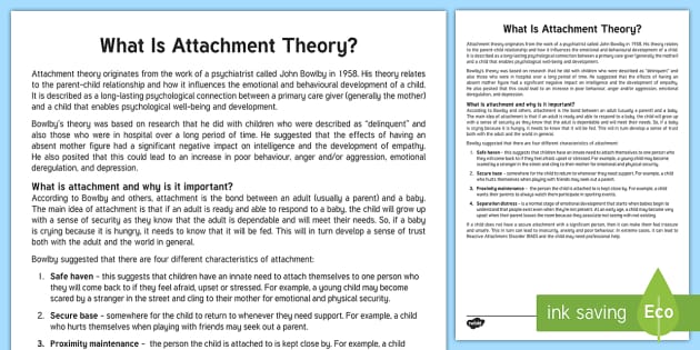 Attachment and the impact this has on a child's developmental