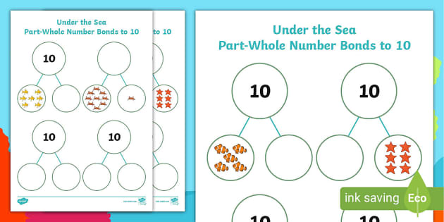 Under the Sea Part-Whole Number Bonds of 10 Activity