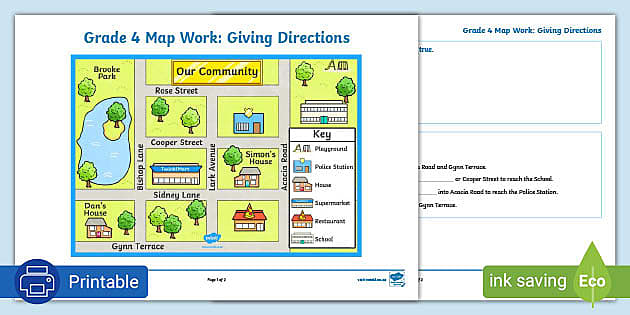 Directions in the City Worksheet / Worksheet - ESL Directions Activities