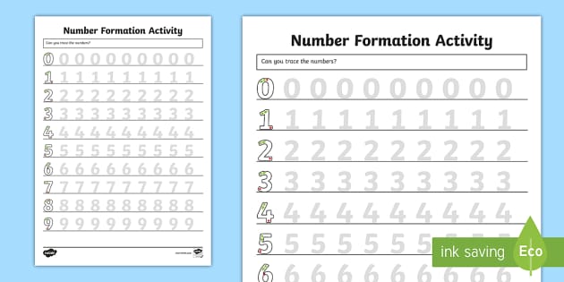 Tracing Numbers Worksheets Number Formation 0 to 9
