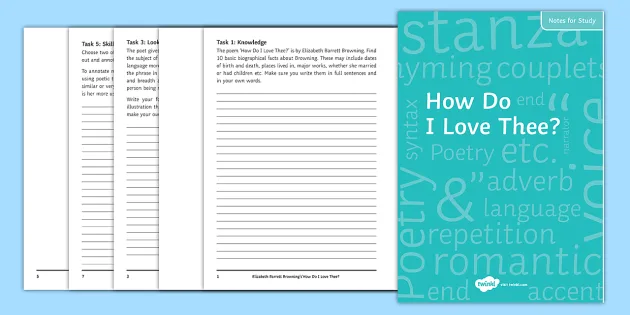 Gcse Elizabeth Barrett Browning And How Do I Love Thee Poet Study Pack