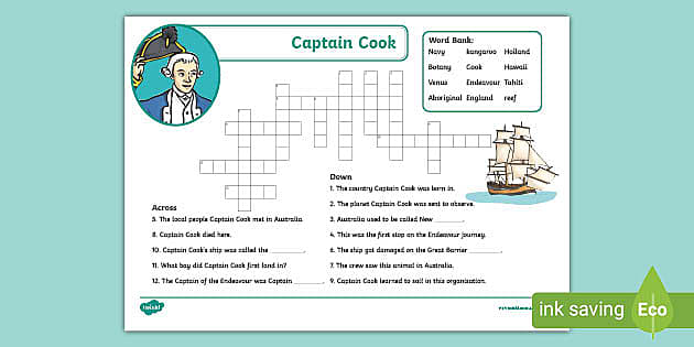 Captain Cook Crossword (Teacher Made) Twinkl