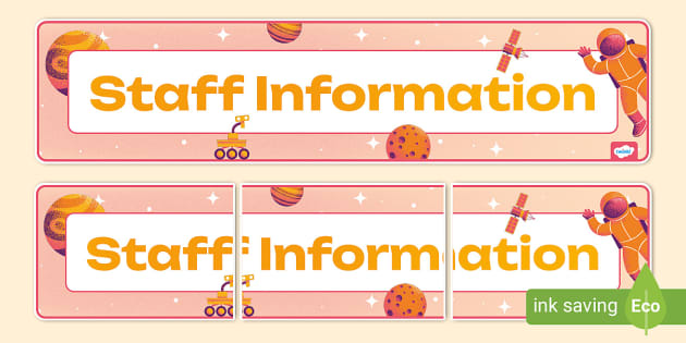 Space-Themed Staff Information Display Banner (teacher Made)