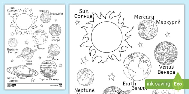«Солнечная система планеты по порядку от солнца» скачать раскраски