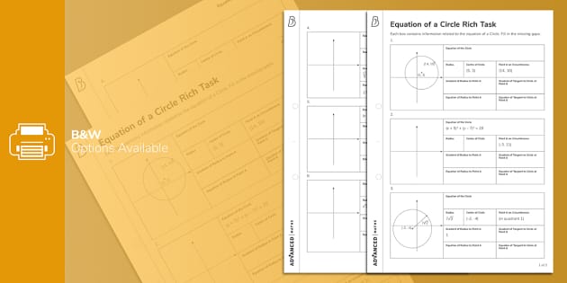 👉 Equation of a Circle Rich Task (teacher made) - Twinkl