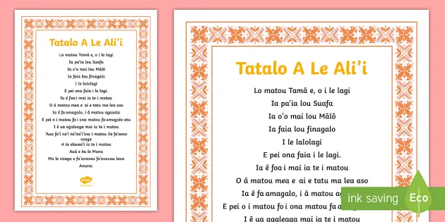 Tatalo A Le Alii Display Poster Teacher Made