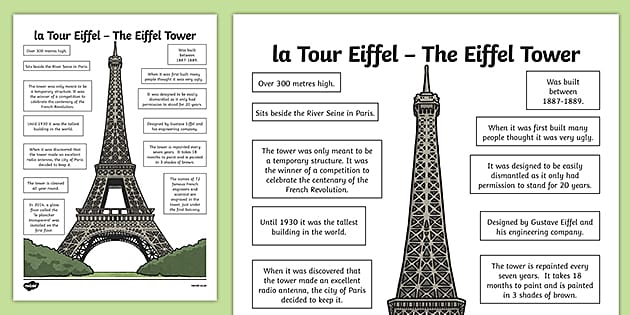 Eiffel Tower Fact Sheet Teacher Made