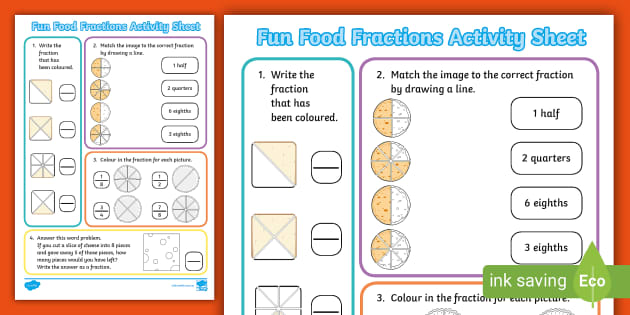 Fun Food Fractions Activity Sheet (Hecho por educadores)