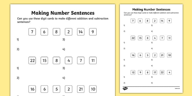 Making Number Sentences Worksheet / Worksheet, worksheet