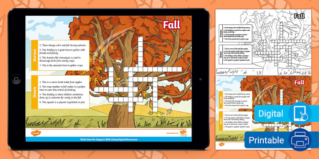 Fall Crossword for 3rd 5th Grade (teacher made) Twinkl