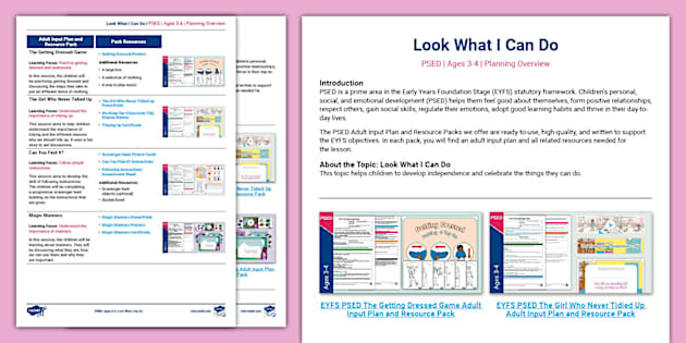 PSED Look What I Can Do! Age 3-4 Planning Overview - Twinkl