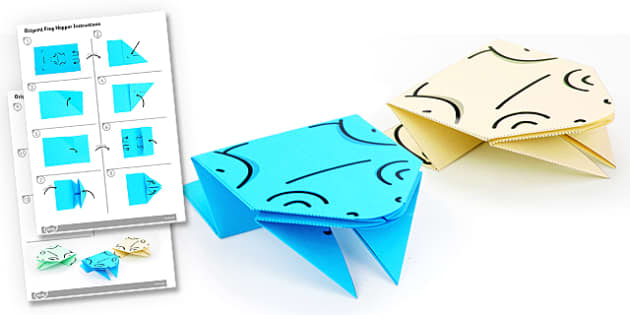 Origami Frog Hoppers Activity Instructions - origami, frog