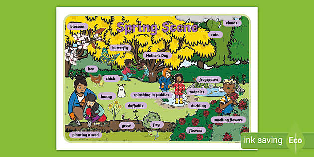 Springtime Scene Word Mat Hecho Por Educadores Twinkl