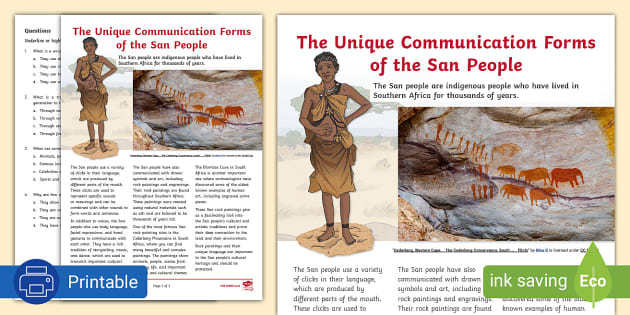 The Unique Communication Forms of the San People - Twinkl