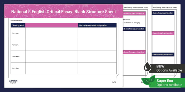 national 5 critical essay marking grid