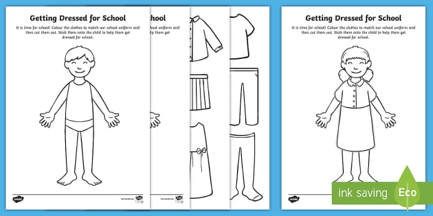 getting dressed for school paper dolls activity eyfs early