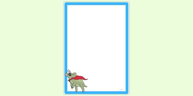 FREE! - Dinosaur as a Hero Page Border | Page Borders | Twinkl