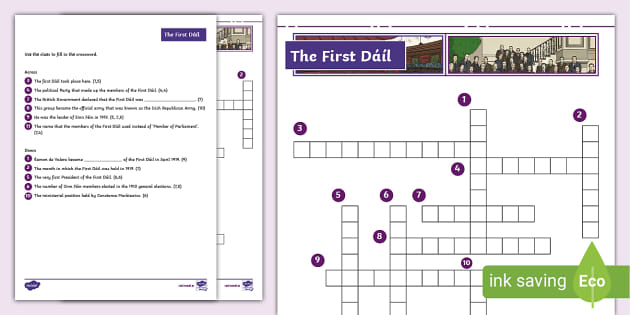 The First Dáil Crossword (teacher made) Twinkl
