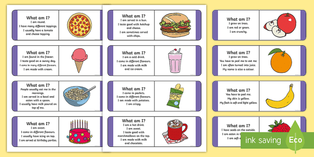 gateway Ledelse grammatik What Am I?' Food-Themed Guessing Game Riddles for Kids