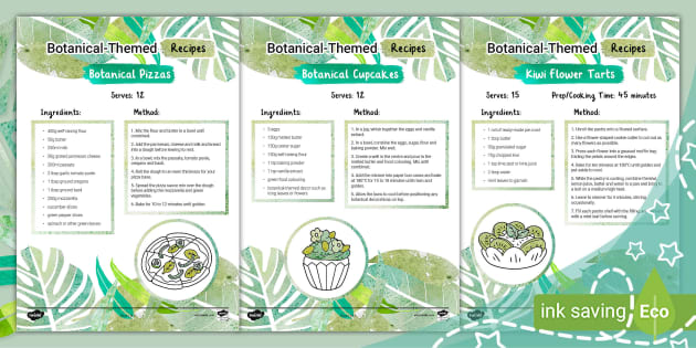 Botanical Themed Recipes Teacher Made Twinkl 