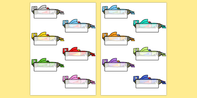 Editable Self Registration Race Car Labels (Teacher-Made)