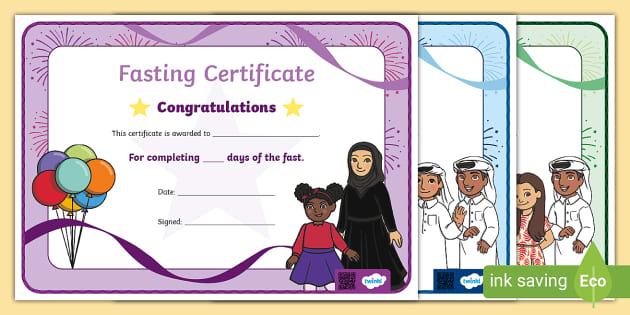 Fasting Certificate (Teacher Made) Twinkl
