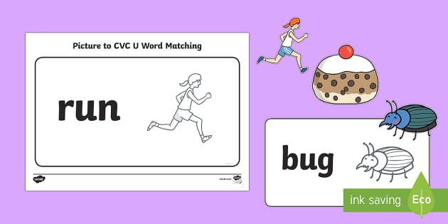 Workstation Pack: Picture to CVC (u) Word Matching Activity