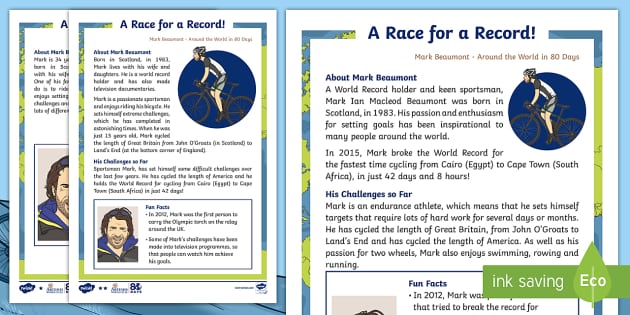 FREE KS1 Mark Beaumont Differentiated Fact File Twinkl