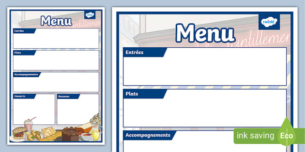  French Menu Template Hecho Por Educadores Twinkl