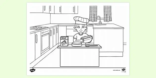 Draw Kitchen Tools & Make a Cake! Coloring Book for Kids 