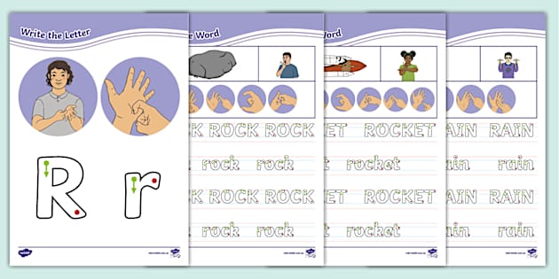 Sign Start From R Words Starting with R Handwriting Worksheets with Auslan