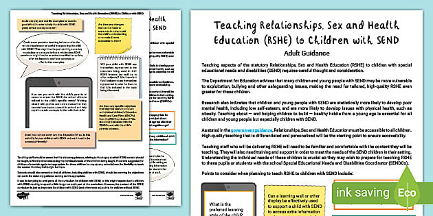 Teaching Relationships Sex And Health Education Rshe To Pupils With Send 5371