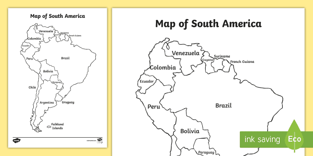 Map of South America, The Americas
