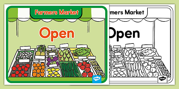 Farmer s Market Dramatic Play Open Sign Twinkl