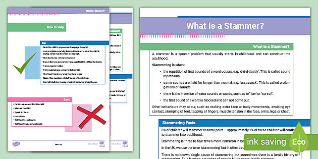 What Is a Stammer? Adult Guidance (teacher made) - Twinkl