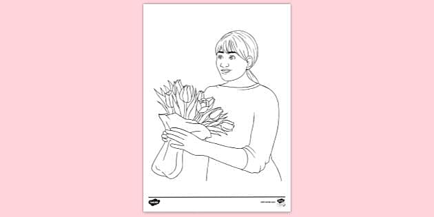 Mother's Day Flowers Colouring Page (teacher made) - Twinkl