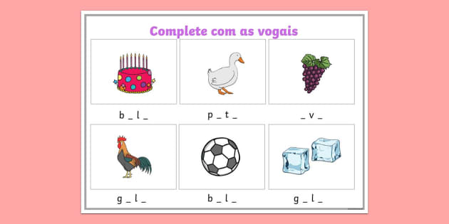 ALFABETIZAÇÃO : ATIVIDADES DE ALFABETIZAÇÃO, COMPLETAR AS PALAVRAS