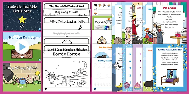 nursery rhymes printable pdf activity pack kindergarten