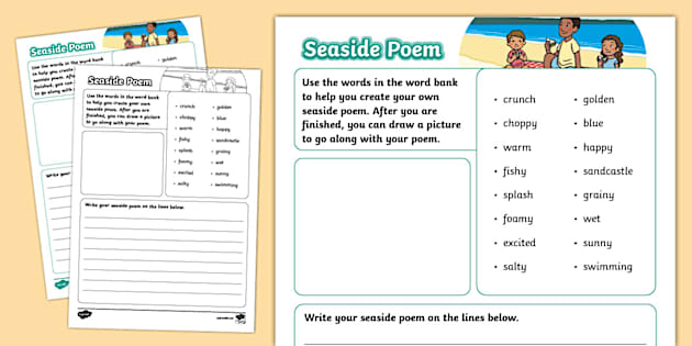 Seaside Poem Writing Template - Twinkl