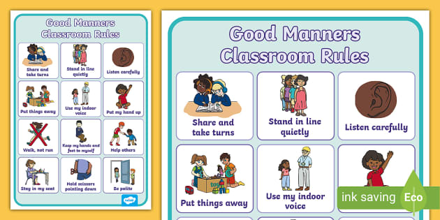 Good Manners Classroom Rules Poster (teacher made) - Twinkl