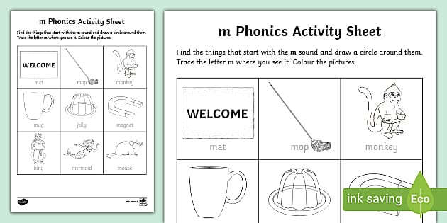 Phonics Pack - Letter Mm - Flashcards, Worksheet, and Games