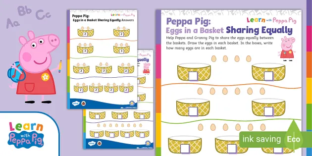 FREE! - 👉 Peppa Pig: Eggs in a Basket Sharing Equally