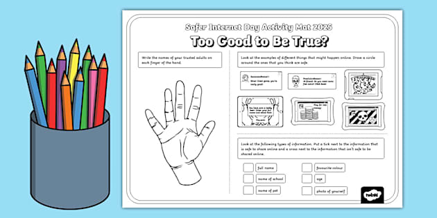 KS1 Safer Internet Day Online Safety Activity Mat - Twinkl